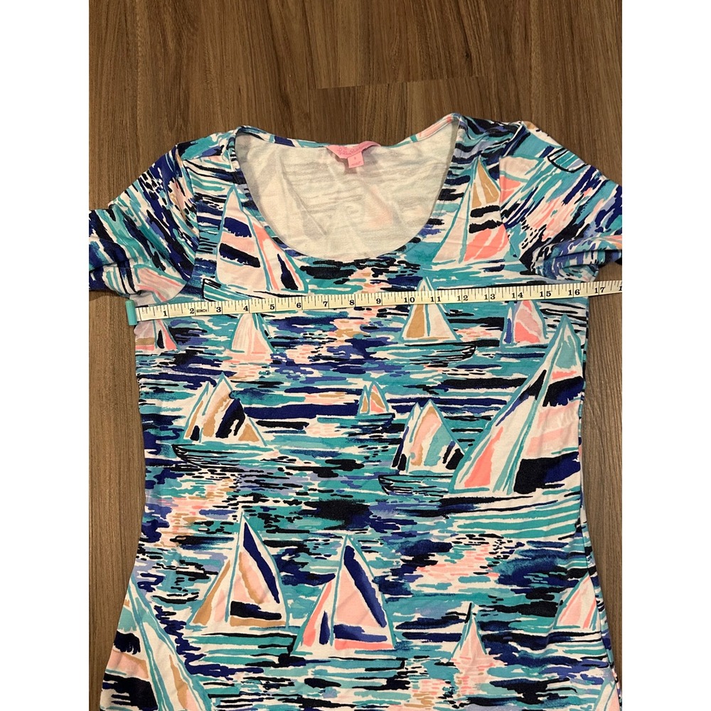 Lilly Pulitzer Tammy Dress Sailboat Print 3/4 Sleeve Knit Casual Comfy Size S - Picture 13 of 13